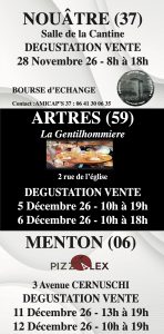 NOUATRE (37) - ARTRE (59) - MENTON (06) - FIN 2026